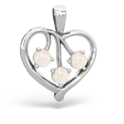 Opal Glowing Heart 14K White Gold pendant P2233