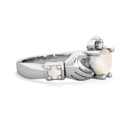 Garnet Claddagh Keepsake 14K White Gold ring R5245