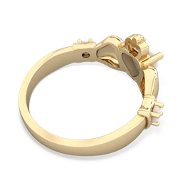 White Topaz Claddagh Keepsake 14K Yellow Gold ring R5245