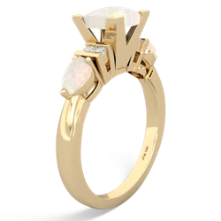 Aquamarine 6Mm Princess Eternal Embrace Engagement 14K Yellow Gold ring C2002