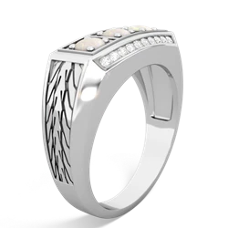 Sapphire Three Stone Tire Tread Men's 14K White Gold ring R0520