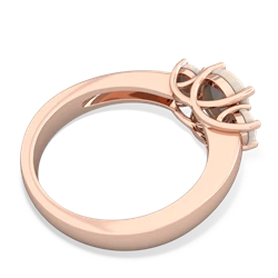 Lab Pink Sapphire Three Stone Round Trellis 14K Rose Gold ring R4018