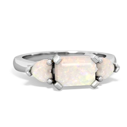 Opal Three Stone 14K White Gold ring R5235