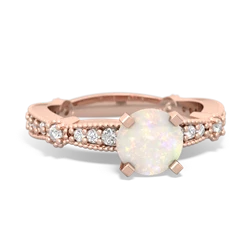 Opal Sparkling Tiara 6Mm Round 14K Rose Gold ring R26296RD