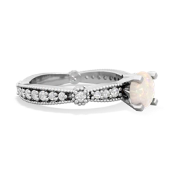 Opal Sparkling Tiara 6Mm Round 14K White Gold ring R26296RD