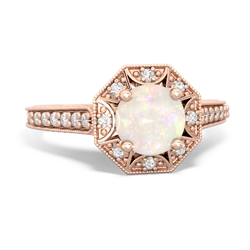Opal Art-Deco Starburst 14K Rose Gold ring R5520
