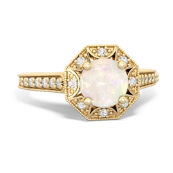 Opal Art-Deco Starburst 14K Yellow Gold ring R5520