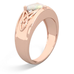 Opal Celtic Trinity Knot Men's 14K Rose Gold ring R0440