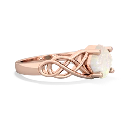 Opal Checkerboard Cushion Celtic Knot 14K Rose Gold ring R5000