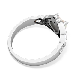 Opal Claddagh Celtic Knot Diamond 14K White Gold ring R5001