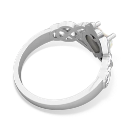 Opal Claddagh Celtic Knot 14K White Gold ring R2367