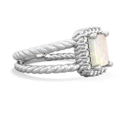 Opal Rope Split Band 14K White Gold ring R2628