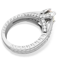 Opal Antique Style Milgrain Diamond 14K White Gold ring R2028