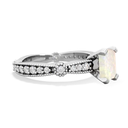 Opal Sparkling Tiara 7X5mm Emerald-Cut 14K White Gold ring R26297EM