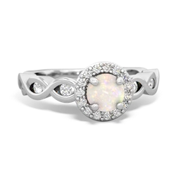Opal Infinity Halo Engagement 14K White Gold ring R26315RH