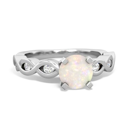 Opal Infinity 6Mm Round Engagement 14K White Gold ring R26316RD