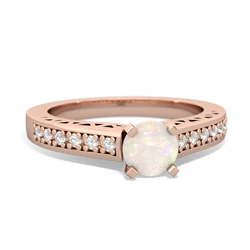 Opal Art Deco Engagement 5Mm Round 14K Rose Gold ring R26355RD