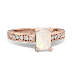 Opal Art Deco Engagement 7X5mm Emerald-Cut 14K Rose Gold ring R26357EM