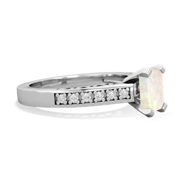 Opal Art Deco Engagement 7X5mm Emerald-Cut 14K White Gold ring R26357EM