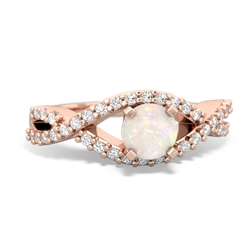 Opal Diamond Twist 5Mm Round Engagment  14K Rose Gold ring R26405RD