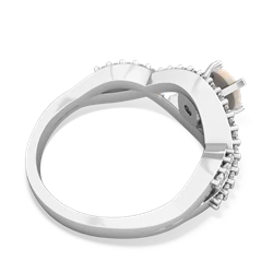 Opal Diamond Twist 5Mm Round Engagment  14K White Gold ring R26405RD