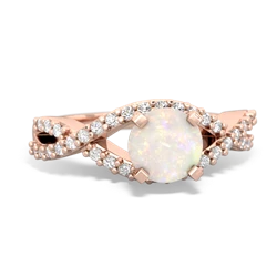 Opal Diamond Twist 6Mm Round Engagment  14K Rose Gold ring R26406RD
