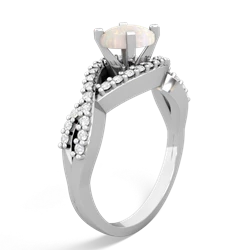 Opal Diamond Twist 6Mm Round Engagment  14K White Gold ring R26406RD