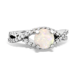 Opal Diamond Twist 6Mm Round Engagment  14K White Gold ring R26406RD
