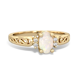 Opal Filligree Scroll Oval 14K Yellow Gold ring R0812