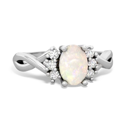 Opal Victorian Twist 14K White Gold ring R2497