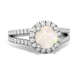 Opal Pave Halo 14K White Gold ring R5490