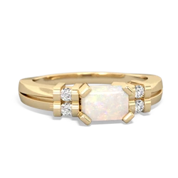 Opal Art Deco East-West 14K Yellow Gold ring R2590