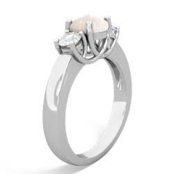Opal Diamond Three Stone Round Trellis 14K White Gold ring R4018
