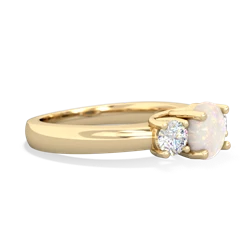 Opal Diamond Three Stone Round Trellis 14K Yellow Gold ring R4018