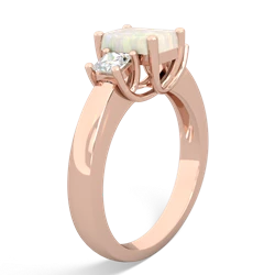 Opal Diamond Three Stone Emerald-Cut Trellis 14K Rose Gold ring R4021
