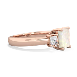 Opal Diamond Three Stone Emerald-Cut Trellis 14K Rose Gold ring R4021