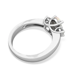 Opal Diamond Three Stone Oval Trellis 14K White Gold ring R4024