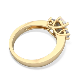 Opal Diamond Three Stone Oval Trellis 14K Yellow Gold ring R4024