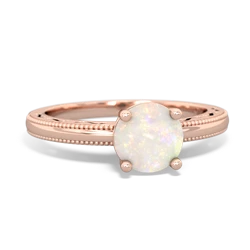 Opal Milgrain Filigree 14K Rose Gold ring R5090