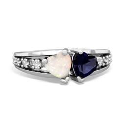 Opal Heart To Heart 14K White Gold ring R3342