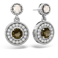 Opal Halo Dangle 14K White Gold earrings E5319