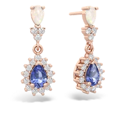 Opal Halo Pear Dangle 14K Rose Gold earrings E1882