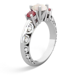 Opal Art Deco Eternal Embrace Engagement 14K White Gold ring C2003