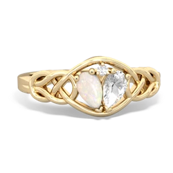 Opal Celtic Love Knot 14K Yellow Gold ring R5420