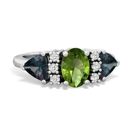 Peridot Antique Style Three Stone 14K White Gold ring R2186