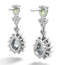 Peridot Halo Pear Dangle 14K White Gold earrings E1882