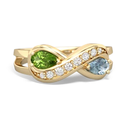 Peridot Diamond Infinity 14K Yellow Gold ring R5390