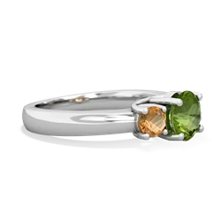 Peridot Three Stone Round Trellis 14K White Gold ring R4018