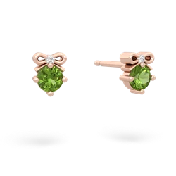 Peridot Diamond Bows 14K Rose Gold earrings E7002
