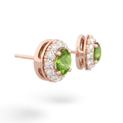 Peridot Diamond Halo 14K Rose Gold earrings E5370